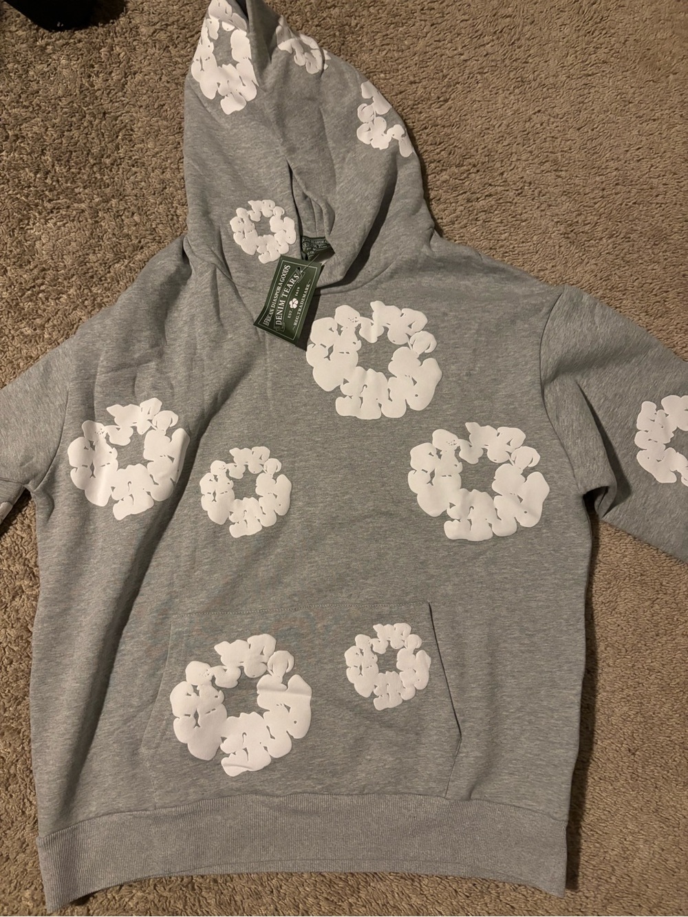 Grey denim tears hoodie